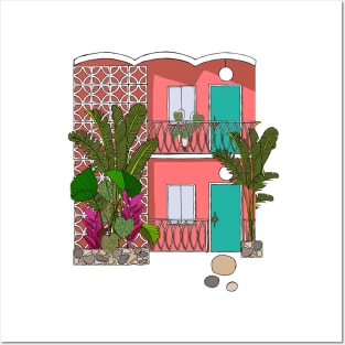 Breeze Block Apartments with Plants Posters and Art